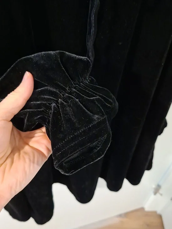 NWT Killstar "Imperia" Long-sleeve Black Velvet Babydoll Mini Dress (Size S) - Picture 9 of 13